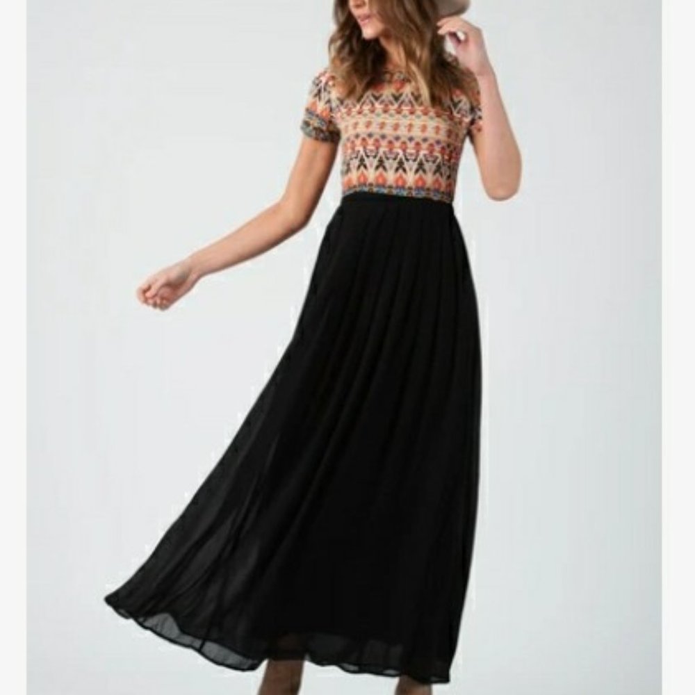 Lucca Couture Avalon Batik Print Pleaded Maxi Dress Size XS, In Good Condition